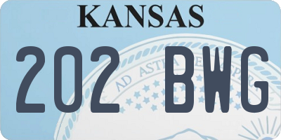 KS license plate 202BWG