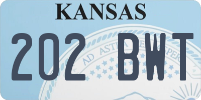 KS license plate 202BWT