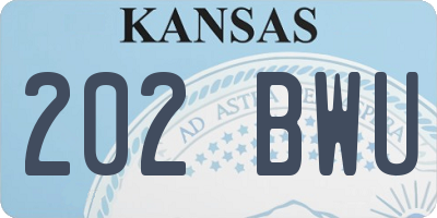 KS license plate 202BWU