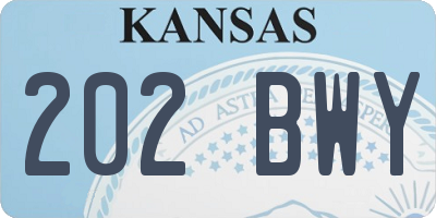 KS license plate 202BWY