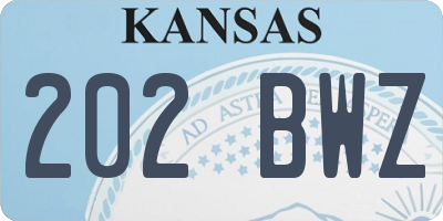 KS license plate 202BWZ