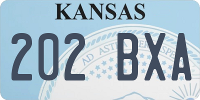 KS license plate 202BXA