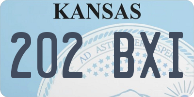 KS license plate 202BXI