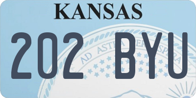 KS license plate 202BYU
