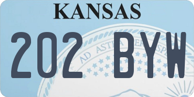 KS license plate 202BYW