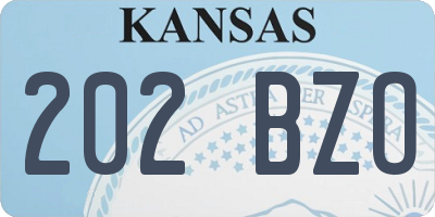 KS license plate 202BZO