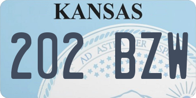 KS license plate 202BZW