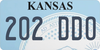 KS license plate 202DDO