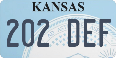KS license plate 202DEF