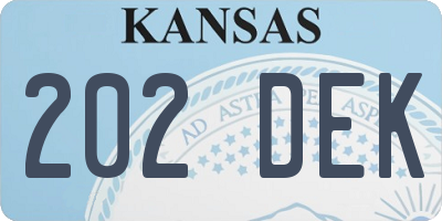KS license plate 202DEK