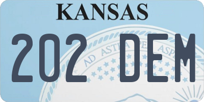 KS license plate 202DEM