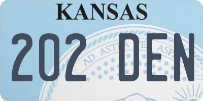 KS license plate 202DEN