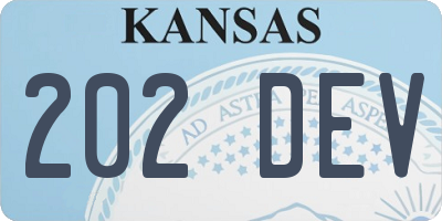 KS license plate 202DEV