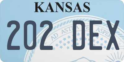 KS license plate 202DEX
