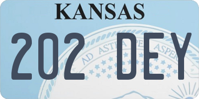 KS license plate 202DEY