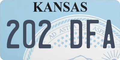 KS license plate 202DFA