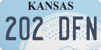 KS license plate 202DFN