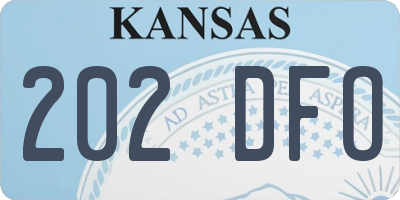 KS license plate 202DFO