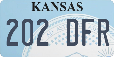KS license plate 202DFR