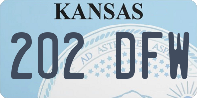 KS license plate 202DFW