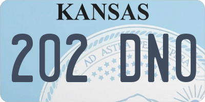 KS license plate 202DNO