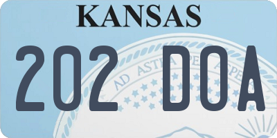 KS license plate 202DOA