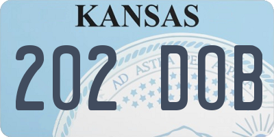 KS license plate 202DOB
