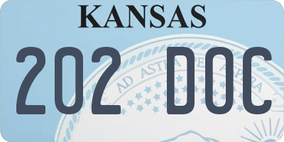 KS license plate 202DOC