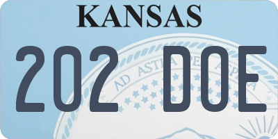 KS license plate 202DOE