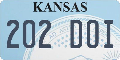 KS license plate 202DOI