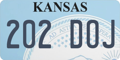 KS license plate 202DOJ