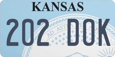 KS license plate 202DOK