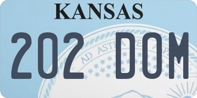 KS license plate 202DOM