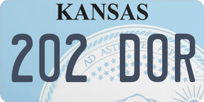 KS license plate 202DOR