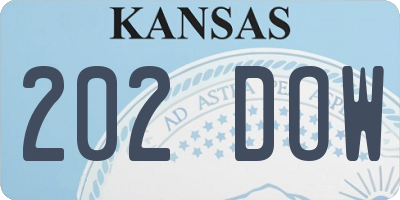 KS license plate 202DOW