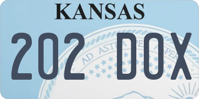 KS license plate 202DOX