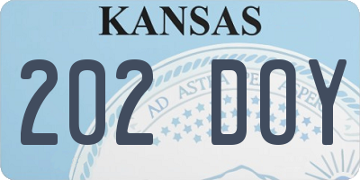 KS license plate 202DOY