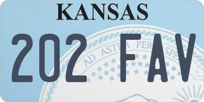 KS license plate 202FAV