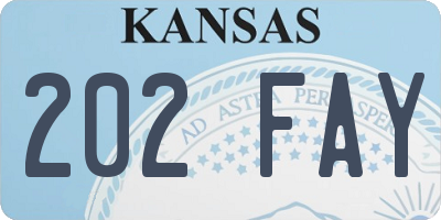 KS license plate 202FAY