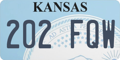KS license plate 202FQW