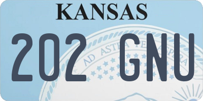KS license plate 202GNU