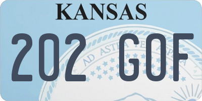 KS license plate 202GOF