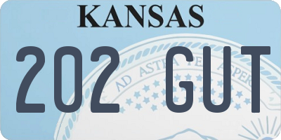 KS license plate 202GUT