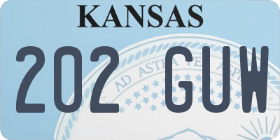 KS license plate 202GUW