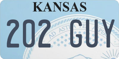 KS license plate 202GUY