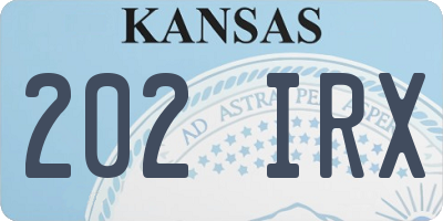 KS license plate 202IRX