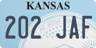 KS license plate 202JAF