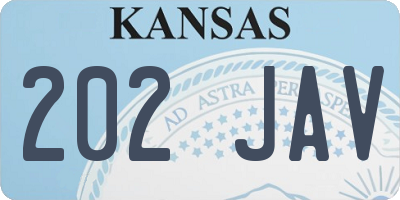 KS license plate 202JAV