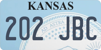 KS license plate 202JBC