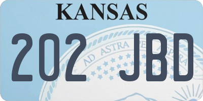 KS license plate 202JBD